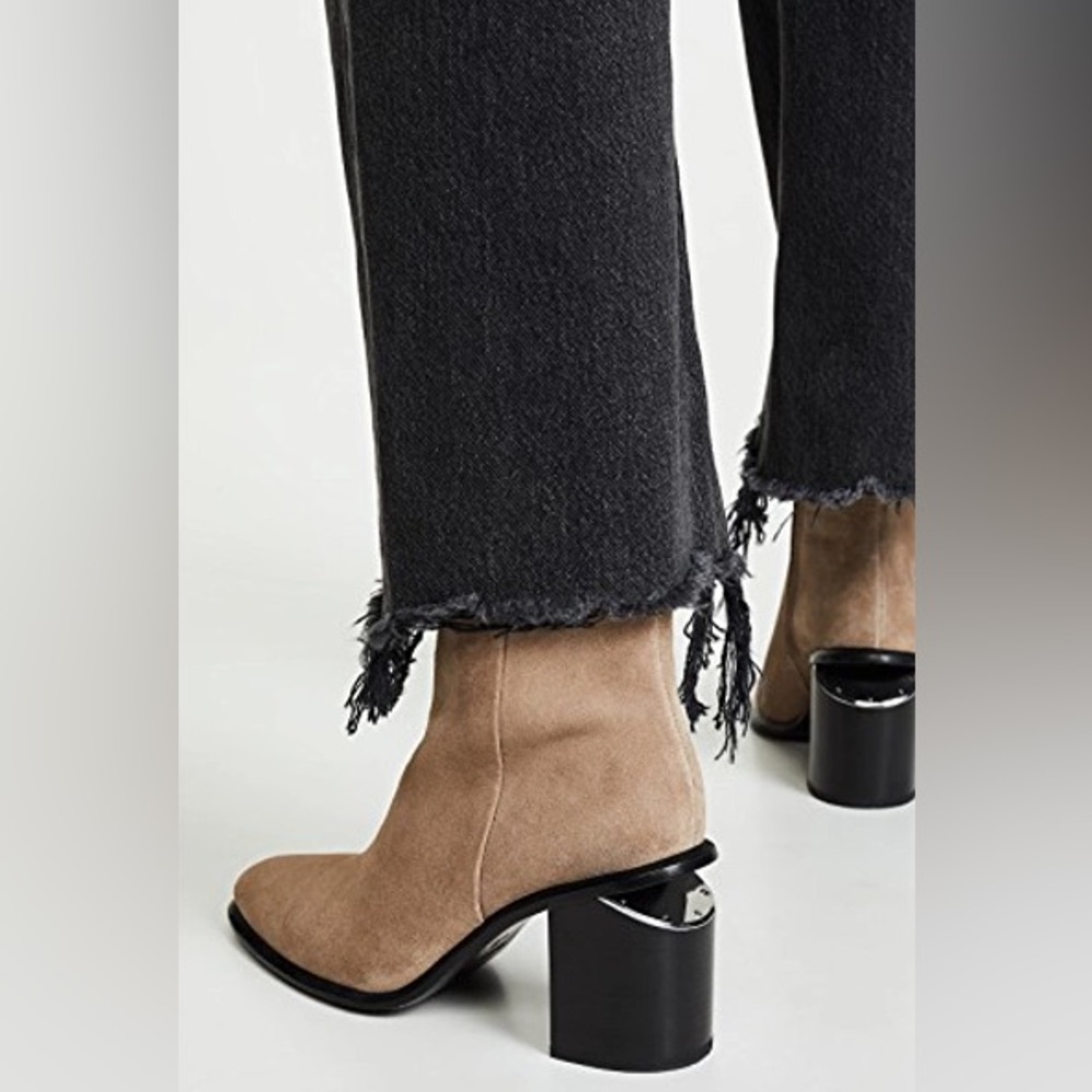 Alexander Wang Gabi Suede Ankle Boots Taupe Size 37.5